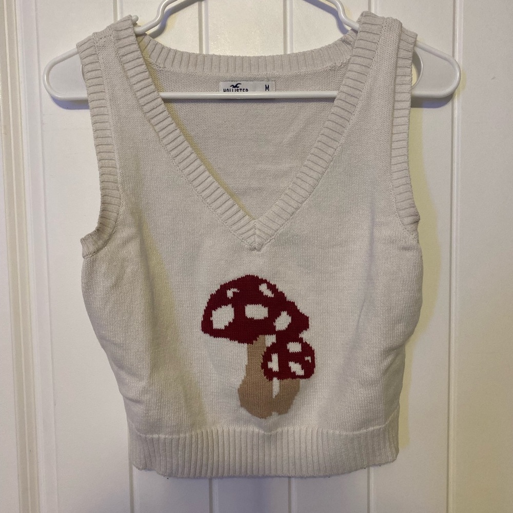 Hollister Toadstool Cropped V-Neck Sweater Vest